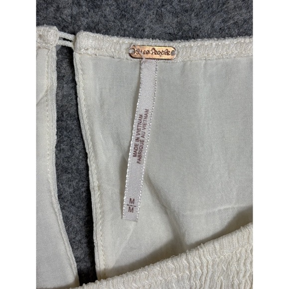 Free People Tovah Crop Top M Cream Scoop Neck Short Sleeve Boho Festival - Picture 10 of 13